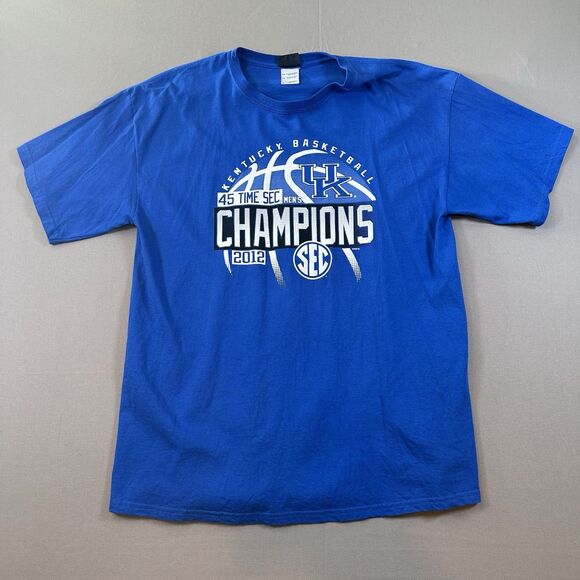 Kentucky Wildcats Blue 2012 SEC Basketball 45 Time Champions Men’s T-shirt XL - Picture 1 of 5